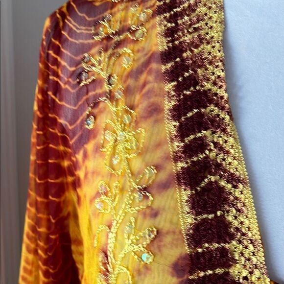 Vibrant Tie-Dye Button-Up Cardigan Duster Crochet Hems Side Slits - Picture 7 of 12